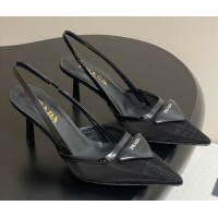 Duplicate Prada Mesh fabric slingback pumps 7.5cm Black 2025 1I891N