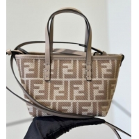 Modern Classic Fendi Roll Mini Tote Bag in denim-effect FF jacquard 8655E dove grey 2025