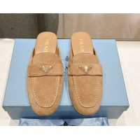 Best Product Prada Suede Mules/Slippers Dark Beige 2025 1D766N