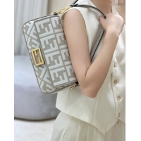 Best Quality Fendi Baguette Medium Bag in Canvas with FF embroidery 0159M Grey/White 2025