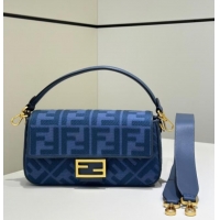 Best Quality Fendi Baguette Medium Bag in Canvas with FF embroidery 0159M Sky Blue 2025