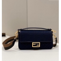 Market Sells Fendi Baguette Medium Bag in Canvas with FF embroidery 0159M Royal Blue 2025