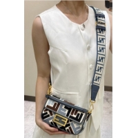 Low Cost Fendi Baguette Mini Bag in Canvas with FF embroidery 0159S Blue/Multicolor 2025
