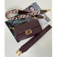 Top Grade Fendi Baguette Medium Nappa Leather Bag 0135M Dark Brown Top Quality 2025