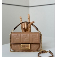 New Fashion Fendi Baguette Mini Nappa Leather Bag 0135S Brown Top Quality 2025