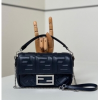 Spot Bulk Fendi Baguette Mini Nappa Leather Bag 0135S Night Fog Blue Top Quality 2025