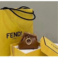 Best Price Fendi First Nano Bag Charm in Nappa Leather 80018S Clay Brown 2025