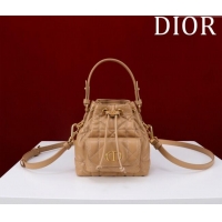 Cheapest Dior Caro Nano Bucket Bag in Macrocannage Lambskin Gold-Tone S5250 2025