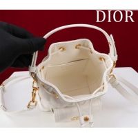 Low Cost Dior Caro Nano Bucket Bag in Macrocannage Lambskin S5250 White 2025