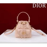 Inexpensive Dior Caro Nano Bucket Bag in Macrocannage Lambskin S5250 Light Pink 2025