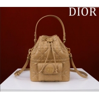 Best Quality Dior Small Dior Caro Bucket Bag in Macrocannage Lambskin Gold-Tone S5250 2025