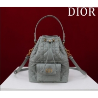 Buy Cheap Dior Small Dior Caro Bucket Bag in Macrocannage Lambskin S5250 Grey 2025