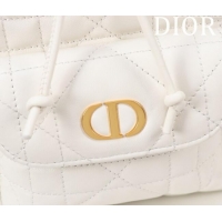 New Release Creation Dior Small Dior Caro Bucket Bag in Macrocannage Lambskin S5250 White 2025