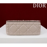 Top Grade Dior Medium Soft Dior Caro Bag in Macrocannage Lambskin M9253 Beige Grey 2025