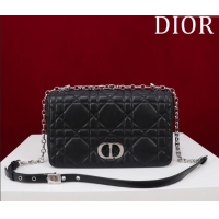 Buy Fashionable Dior Medium Soft Dior Caro Bag in Macrocannage Lambskin M9253 Black/Silver 2025