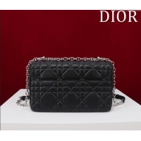 Buy Fashionable Dior Medium Soft Dior Caro Bag in Macrocannage Lambskin M9253 Black/Silver 2025