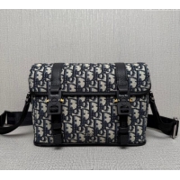 Super Quality Dior Mens Hit the Road Messenger Bag with Flap in Oblique Jacquard with Grained Calfskin 9271 Beige/Black 