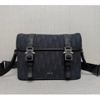 Famous Brand Dior Mens Hit the Road Messenger Bag with Flap in Oblique Jacquard with Grained Calfskin 9271 Black 2025