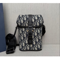 Market Sells Dior Mens Mini Dior Hit the Road Vertical Messenger Bag with Flap in Oblique Jacquard with Grained Calfskin