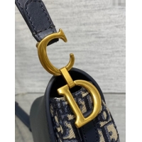 Top Grade Dior Mini Soft Saddle Bag with Strap in Dior Oblique Jacquard and Calfskin 0521 Blue 2025