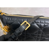 Pretty Style Dior Diorstar Hobo Bag with Chain in Macrocannage Lambskin 1141 Black 2025