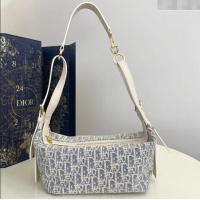 Classic Discount Dior Small D-Journey Bag in Dior Oblique Chambray with Raffia Effect and Light Biscuit Smooth Calfskin 