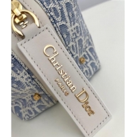 Classic Discount Dior Small D-Journey Bag in Dior Oblique Chambray with Raffia Effect and Light Biscuit Smooth Calfskin 