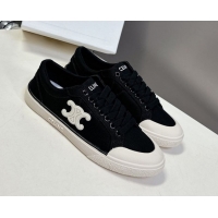 Top Grade Celine Alan Sneakers with Triomphe in Canvas Black 0428113
