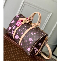 Good Product Louis Vuitton LV x TM Keepall Bandouliere 45 travel bag in Sakura Monogram Canvas with Cherry Blossom M1375