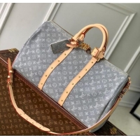 Top Quality Louis Vuitton Keepall Bandouliere 45 travel bag in Cloudy Grey Certified Organic Cotton M13748 2025