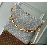 Well Crafted Louis Vuitton Coussin Hobo MM bag in Cloudy Grey Certified Organic Cotton M13390 2025