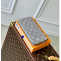 Top Grade Louis Vuitton Zippy Wallet in Cloudy Grey Certified Organic Cotton M13214 2025