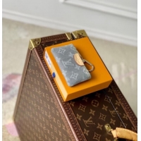 Best Price Louis Vuitton Key Pouch in Cloudy Grey Certified Organic Cotton Denim Washed Grey M13208 2025