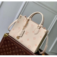 New Fashion Louis Vuitton OnTheGo PM Bag in Eden Beige Debossed Leather M14403 2025