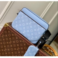 Top Grade Louis Vuitton Trio Messenger Bag in Sky Blue Monogram Canvas and Leather M14069 2025