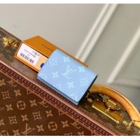 Super Quality Louis Vuitton Envelope Business Card Holder in Sky Blue Monogram Canvas and Leather M14118 2025