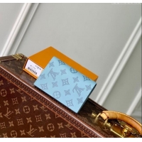 Top Grade Louis Vuitton Passport Cover in Sky Blue Monogram Shadow Leather M14798 2025