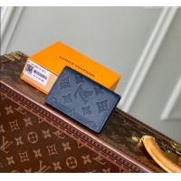Shop Discount Louis Vuitton Pocket Organizer Wallet in Navy Blue Monogram Shadow Leather M14786 2025