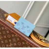 Promotional Louis Vuitton Double Card Holder in Sky Blue Monogram Shadow Leather M14791 2025