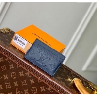 Luxury Cheap Louis Vuitton Double Card Holder in Navy Blue Monogram Shadow Leather M14789 2025