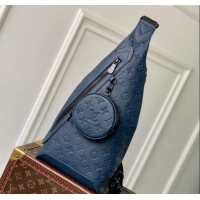 Top Design Louis Vuitton Mens Duo Slingbag in Navy Blue Monogram Shadow Leather M21890 2025