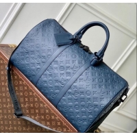 Free Shipping Grade Louis Vuitton Keepall Bandouliere 50 Travel Bag in Navy Blue Monogram Shadow Leather M14840 2025