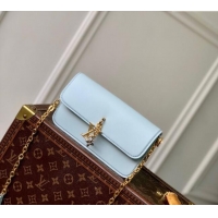 Promotional Louis Vuitton Wallet On Chain LV Bloom Mini Bag in Calf Leather M14547 Azure Blue 2025