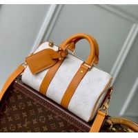 Buy Discount Louis Vuitton Keepall Bandouliere 25 Bag in Monogram Heritage Canvas M15076 Off-White 2025