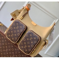 Top Grade Louis Vuitton Mens Hobo Cargo Bag in Beige Leather and Monogram Canvas M12697 2025