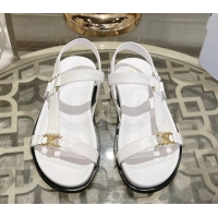 Good Looking Celine Maud Flat Sandals in Calfskin Leather White 0428124