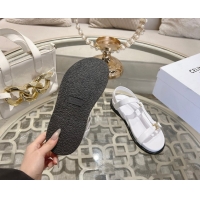 Good Looking Celine Maud Flat Sandals in Calfskin Leather White 0428124