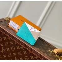 Top Quality Louis Vuitton LV x TM Criss-Cross Card Holder Wallet M14090 Green/Grey 2025
