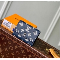 Best Quality Louis Vuitton Victor Wallet in Monogram Shadow Leather M12635 Ink Blue/White 2025