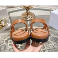Buy Discount Celine Maud Flat Sandals in Calfskin Leather Light Brown 0428125